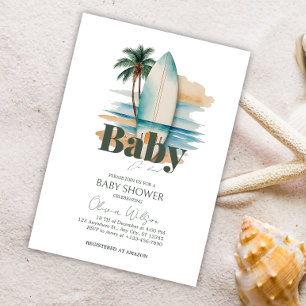 Baby aan boord Surfboard Beach Baby shower Kaart