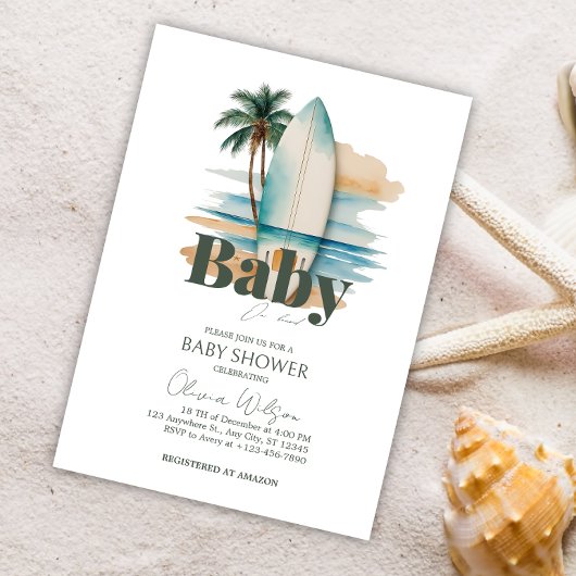 Baby aan boord Surfboard Beach Baby shower Kaart