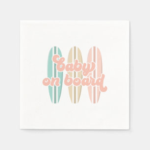 Baby aan boord Surfboard Beach Baby shower Servet