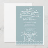 Baby Aan boord Surfboard Beach Blue Baby shower Kaart (Voorkant / Achterkant)