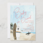 Baby aan boord Surfboard Beach Girl Baby shower Kaart (Voorkant)
