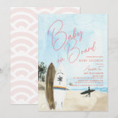 Baby aan boord Surfboard Beach Girl Baby shower Kaart (Voorkant / Achterkant)