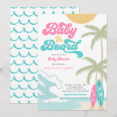 Baby aan boord Surfboard Beach Retro Baby shower Kaart (Voorkant / Achterkant)
