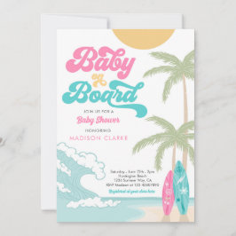 Baby aan boord Surfboard Beach Retro Baby shower Kaart