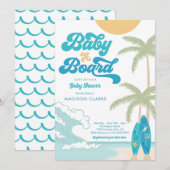 Baby aan boord Surfboard Beach Retro Baby shower Kaart (Voorkant / Achterkant)