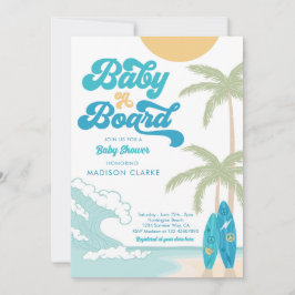 Baby aan boord Surfboard Beach Retro Baby shower Kaart