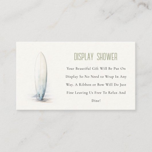 Baby aan boord Surfboard Display Shower Baby showe Informatiekaartje (Voorkant)