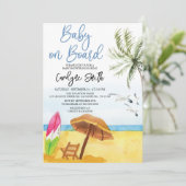 Baby aan boord Surfboard Summer Beach Baby shower Kaart (Staand voorkant)