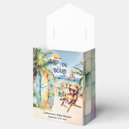 Baby Aan boord Surfboard Teddy Bear Baby shower Bedankdoosjes (Geopend)