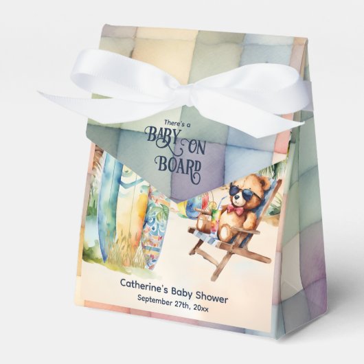 Baby Aan boord Surfboard Teddy Bear Baby shower Bedankdoosjes (Voorkant Zijde)