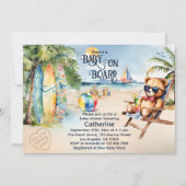 Baby Aan boord Surfboard Teddy Bear Baby shower Kaart (Voorkant)