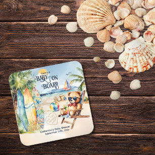 Baby Aan boord Surfboard Teddy Bear Baby shower Kartonnen Onderzetters