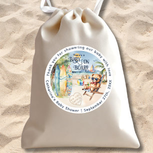 Baby Aan boord Surfboard Teddy Bear Baby shower Ronde Sticker