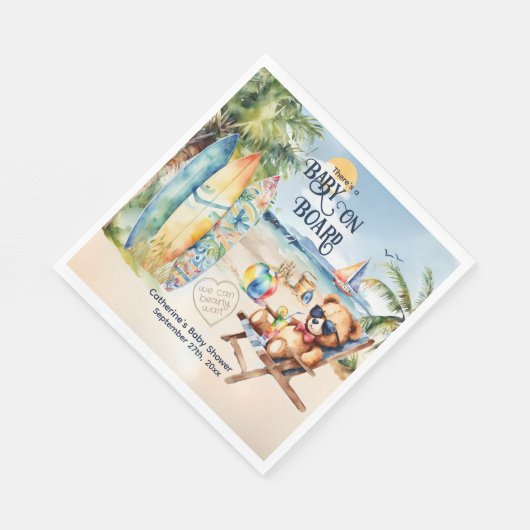 Baby Aan boord Surfboard Teddy Bear Baby shower Servet (Hoek)