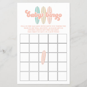 Baby aan boord Surfen Baby shower Bingo Flyer