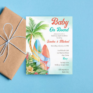 Baby Aan boord Surfen baby shower Budget Uitnodige