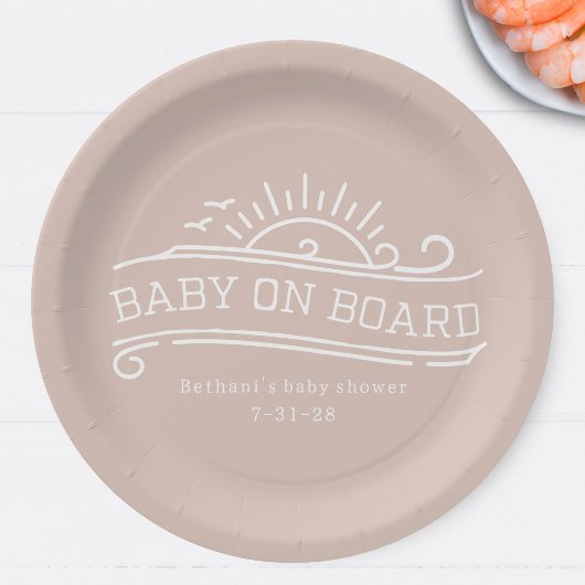 Baby Aan boord Surfen Roze Baby shower Papieren Bordje