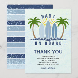 Baby Aan boord Surfen Splash Blue Baby Boy Shower Bedankkaart