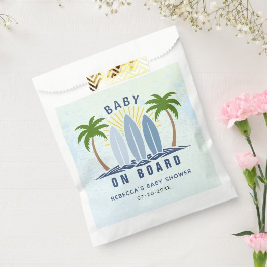 Baby Aan boord Surfen Splash Blue Baby Boy Shower Bedankzakje (Gezegeld)