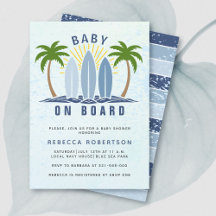Baby Aan boord Surfen Splash Blue Baby Boy Shower