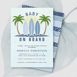 Baby Aan boord Surfen Splash Blue Baby Boy Shower Kaart