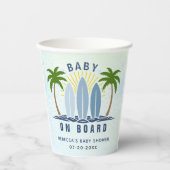 Baby Aan boord Surfen Splash Blue Baby Boy Shower Papieren Bekers (Voorkant)