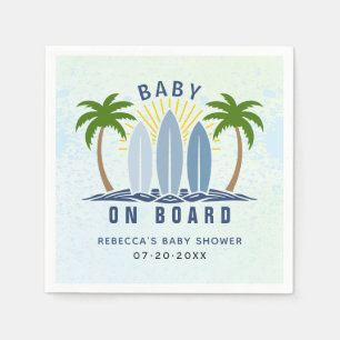 Baby Aan boord Surfen Splash Blue Baby Boy Shower Servet