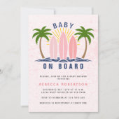 Baby aan boord surfen splash roze baby meisje douc kaart (Voorkant)