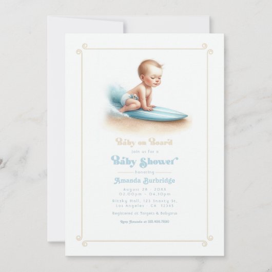 Baby aan boord Surfen Theme Baby shower Kaart (Voorkant)