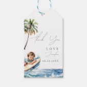 Baby aan boord, surfend Baby shower Cadeaulabel (Voorkant)