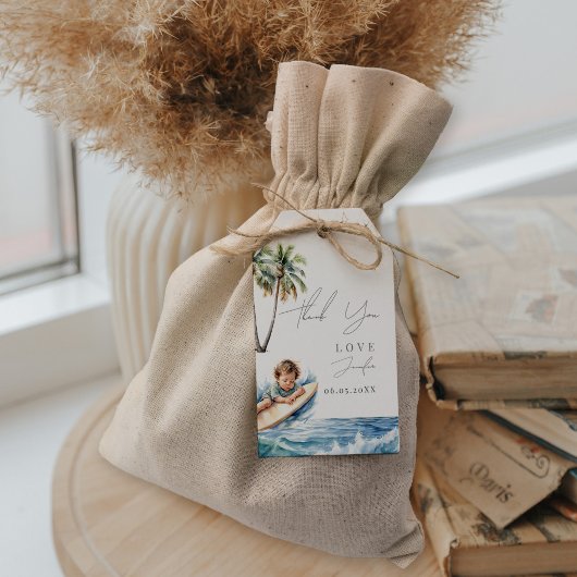 Baby aan boord, surfend Baby shower Cadeaulabel