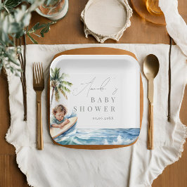 Baby aan boord, surfend Baby shower Papieren Bordje