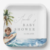 Baby aan boord, surfend Baby shower Papieren Bordje (Voorkant)