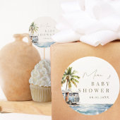 Baby aan boord, surfend Baby shower Ronde Sticker