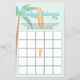 Baby aan boord Surfende baby shower bingo flyer