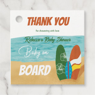 Baby aan boord Surfende tropische Baby shower Bedankjes Labels