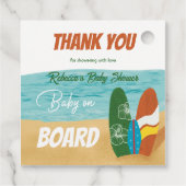 Baby aan boord Surfende tropische Baby shower Bedankjes Labels (Achterkant)