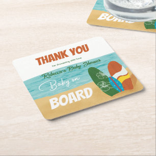 Baby aan boord Surfende tropische Baby shower Kartonnen Onderzetters