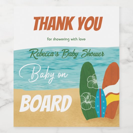 Baby aan boord Surfende tropische Baby shower Wijn Etiket (Enkel label)