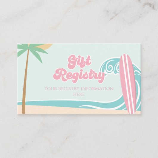 Baby aan boord Surfing Baby shower Register Informatiekaartje (Voorkant)