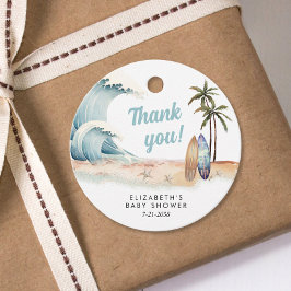 Baby aan boord Surfing Beach Baby shower Bedankt Bedankjes Labels