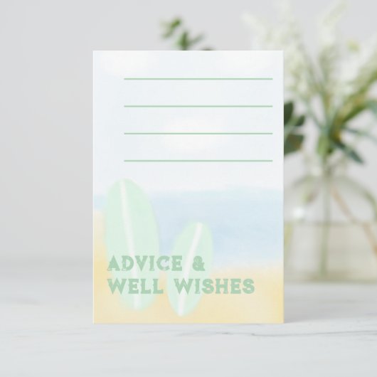 Baby Aan boord Surfing Beach Waterverf Baby shower Advieskaart (Staand voorkant)