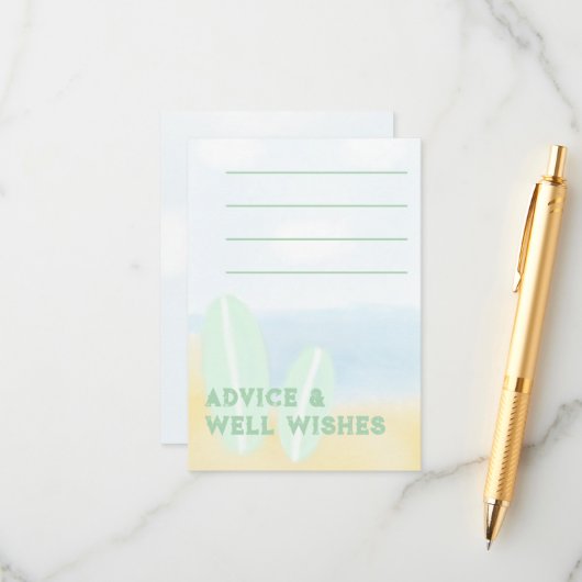 Baby Aan boord Surfing Beach Waterverf Baby shower Advieskaart (Voorkant / Achterkant in situ)