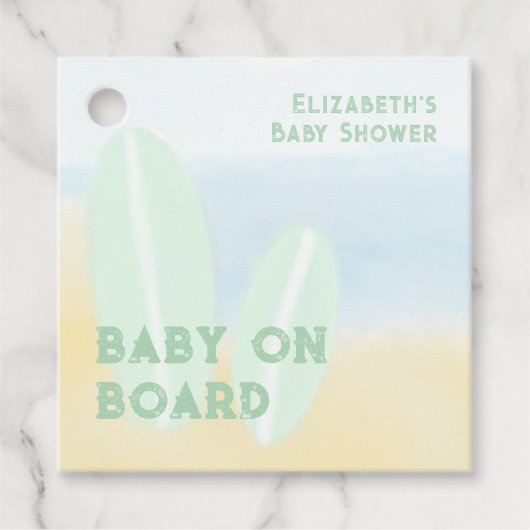 Baby Aan boord Surfing Beach Waterverf Baby shower Bedankjes Labels (Voorkant)