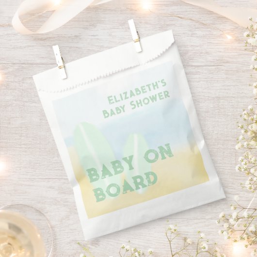 Baby Aan boord Surfing Beach Waterverf Baby shower Bedankzakje (Geknipt)