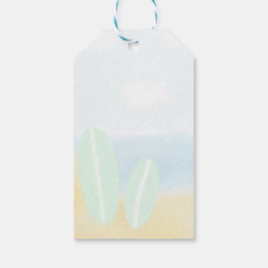 Baby Aan boord Surfing Beach Waterverf Baby shower Cadeaulabel (Achterkant)