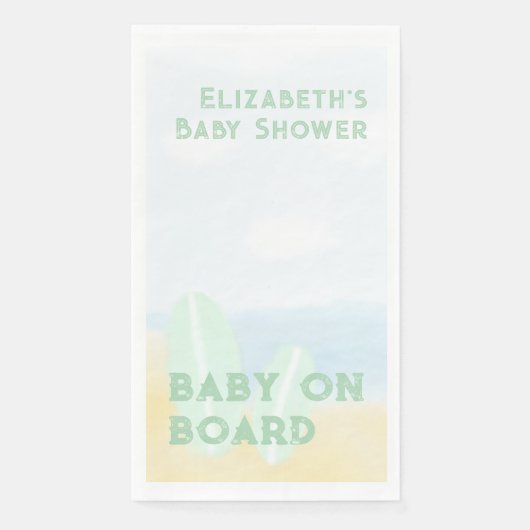 Baby Aan boord Surfing Beach Waterverf Baby shower Servet (Voorkant)