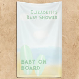 Baby Aan boord Surfing Beach Waterverf Baby shower Spandoek