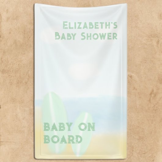 Baby Aan boord Surfing Beach Waterverf Baby shower Spandoek