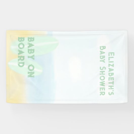 Baby Aan boord Surfing Beach Waterverf Baby shower Spandoek (Horizontaal)